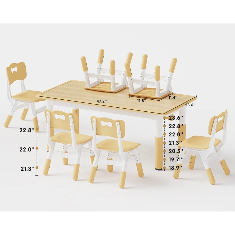 Kids Table And Chairs Set Height Adjustable Graffiti Desk