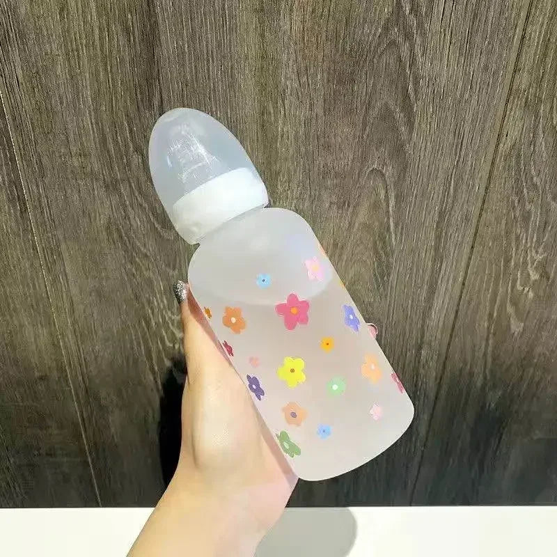 Cute Cartoon Milk Drinking Plastic Bottle with Straw for Children and Adults Eco-Friendly Water Cup