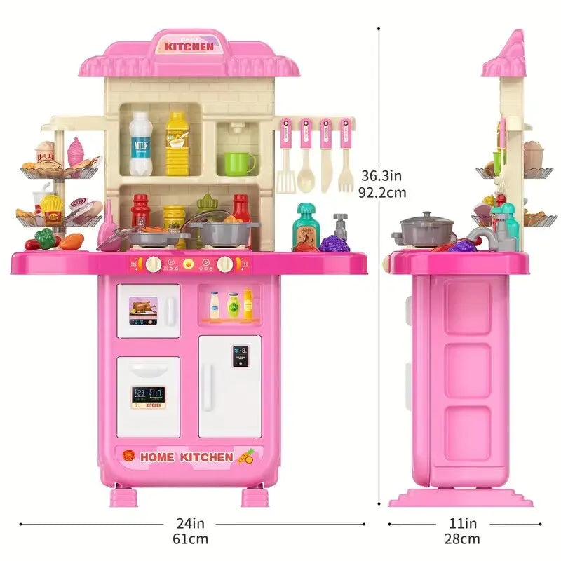 Play Kitchen Set Realistic Smoke And Lighting Toy For Kids