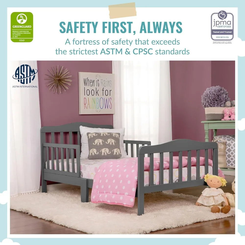 Toddler Bed Low To Floor With Two Side Rails JPMA Certified
