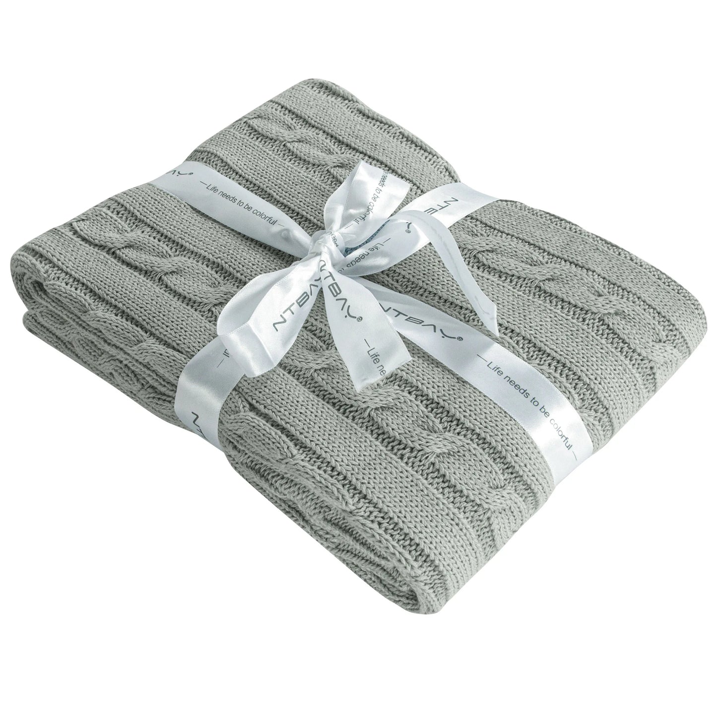 Ntbay 100 Percent Cotton Cable Knit Toddler Blanket Crib