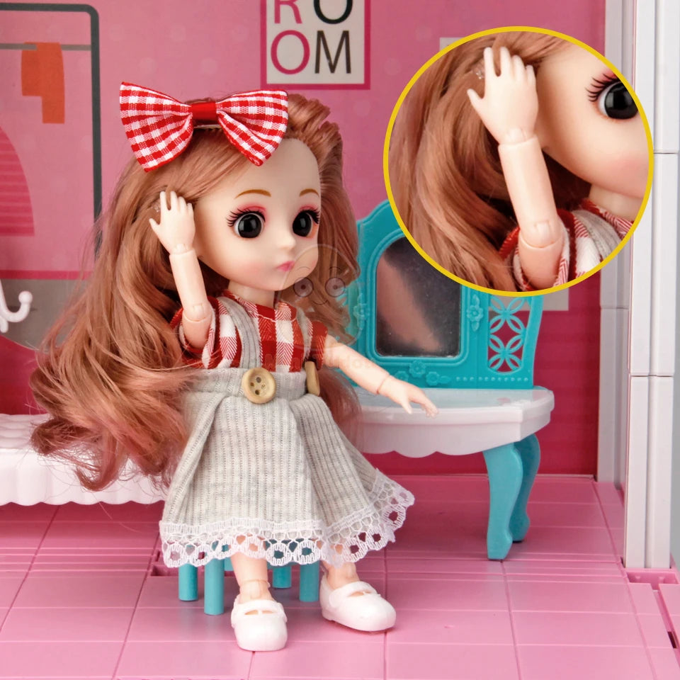 DIY Princess Big Villa Simulation Assembled Dollhouse Pink Castle Pretend Play Doll Game Educational Toy For Girl Birthday Gift