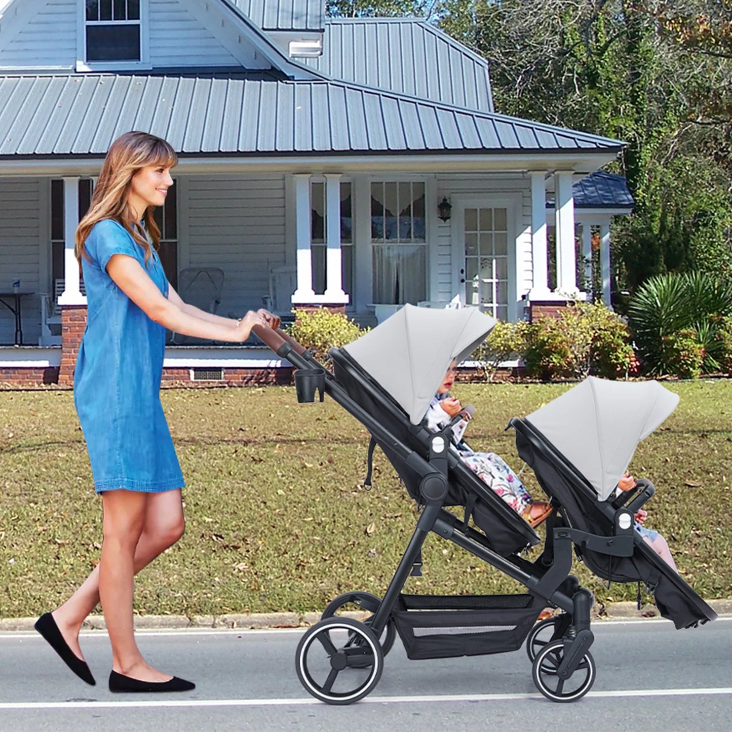 Double Stroller Tandem Infant Toddler Multi Position