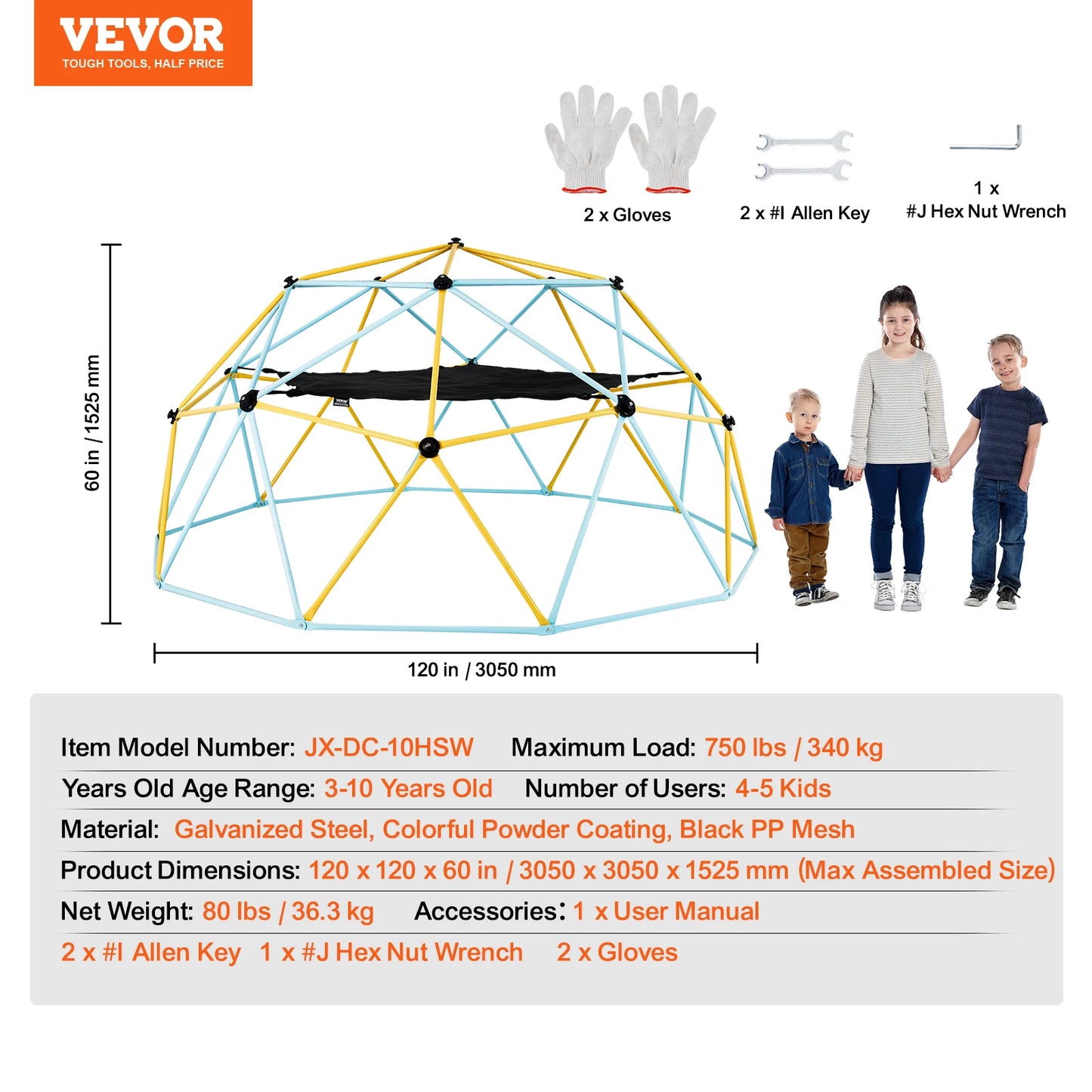Geometric Climbing Dome For Kids 6 8 10 12 Feet Backyard