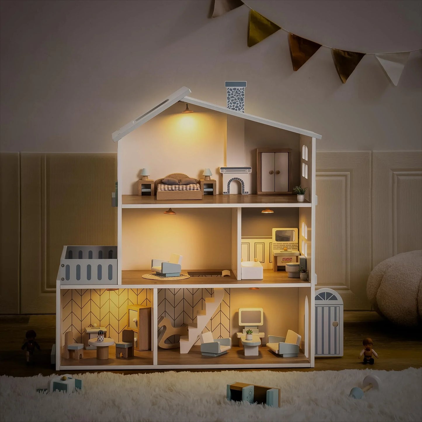 Robotime Robud Nordic Style Wooden Dollhouse 23 Pieces