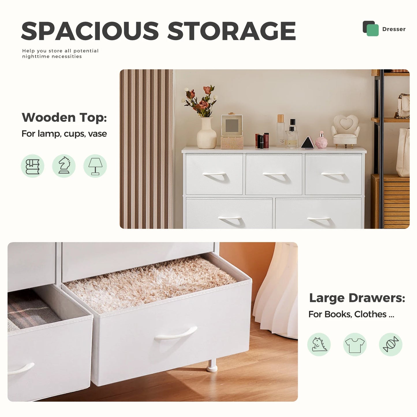 JHK Wardrobe With Fabric Drawers For Bedroom Storage