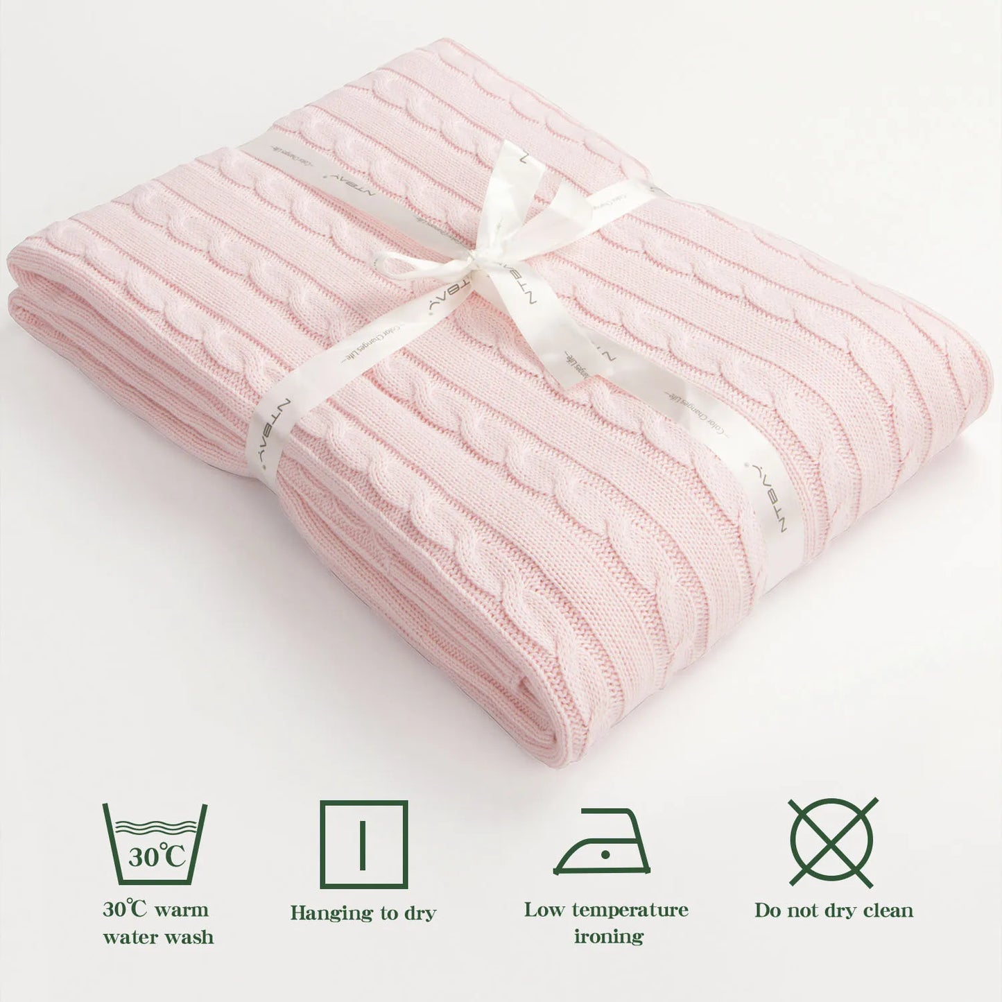 Ntbay 100 Percent Cotton Cable Knit Toddler Blanket Crib