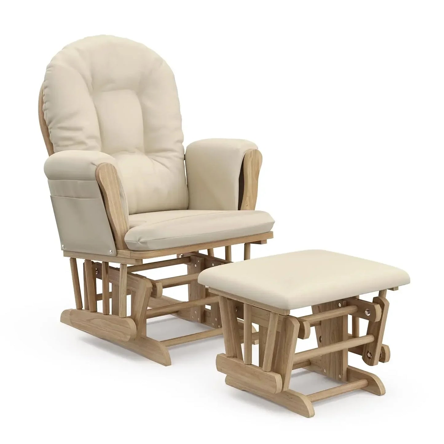 XMSJ Premium Hoop Glider and Ottoman Natural Beige Cushions