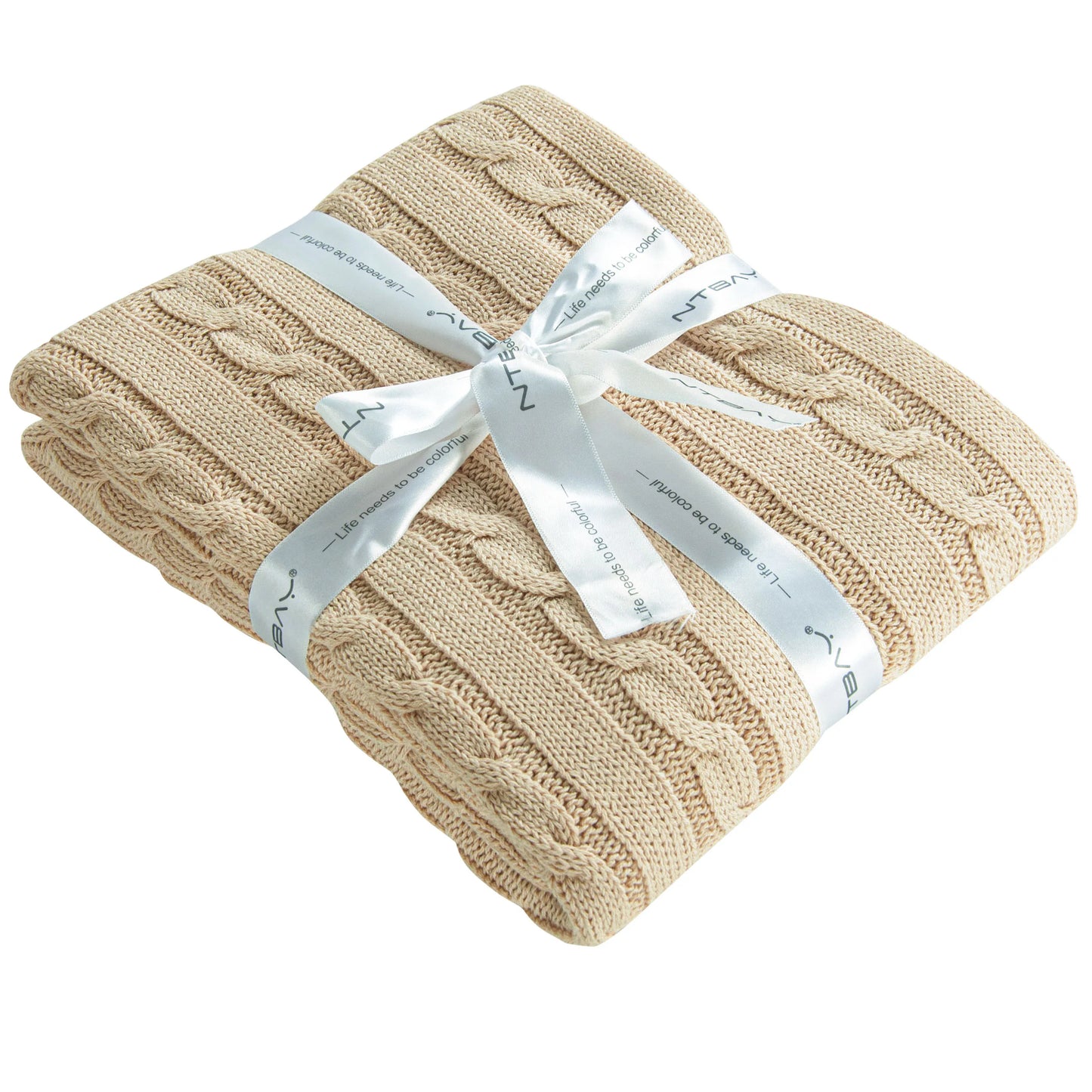 Ntbay 100 Percent Cotton Cable Knit Toddler Blanket Crib
