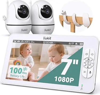 7 Inch 1080P Split Screen Baby Monitor No WiFi 100H Battery