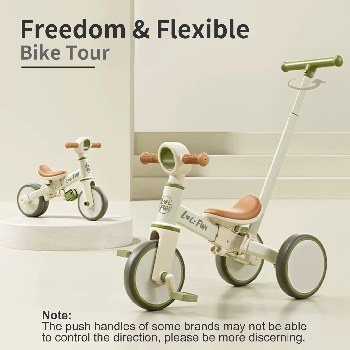 5 in 1 Toddler Tricycles for 1 to 3 Year Olds Baby Balance Bike with Parent Steering Push Handle
