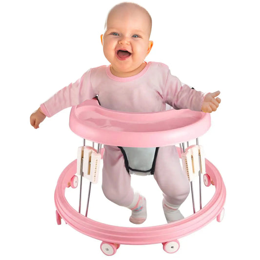 Baby Walker Foldable Multi Function Anti Rollover Walker with Brake Design 5 Level Height Adjustable
