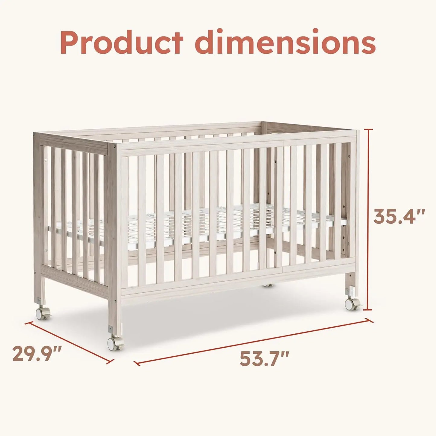 EvoNest 11 in 1 Convertible Baby Crib With Removable Wheels Washed Natural 4 Mattress Heights New Zealand Pinewood MAMAZING