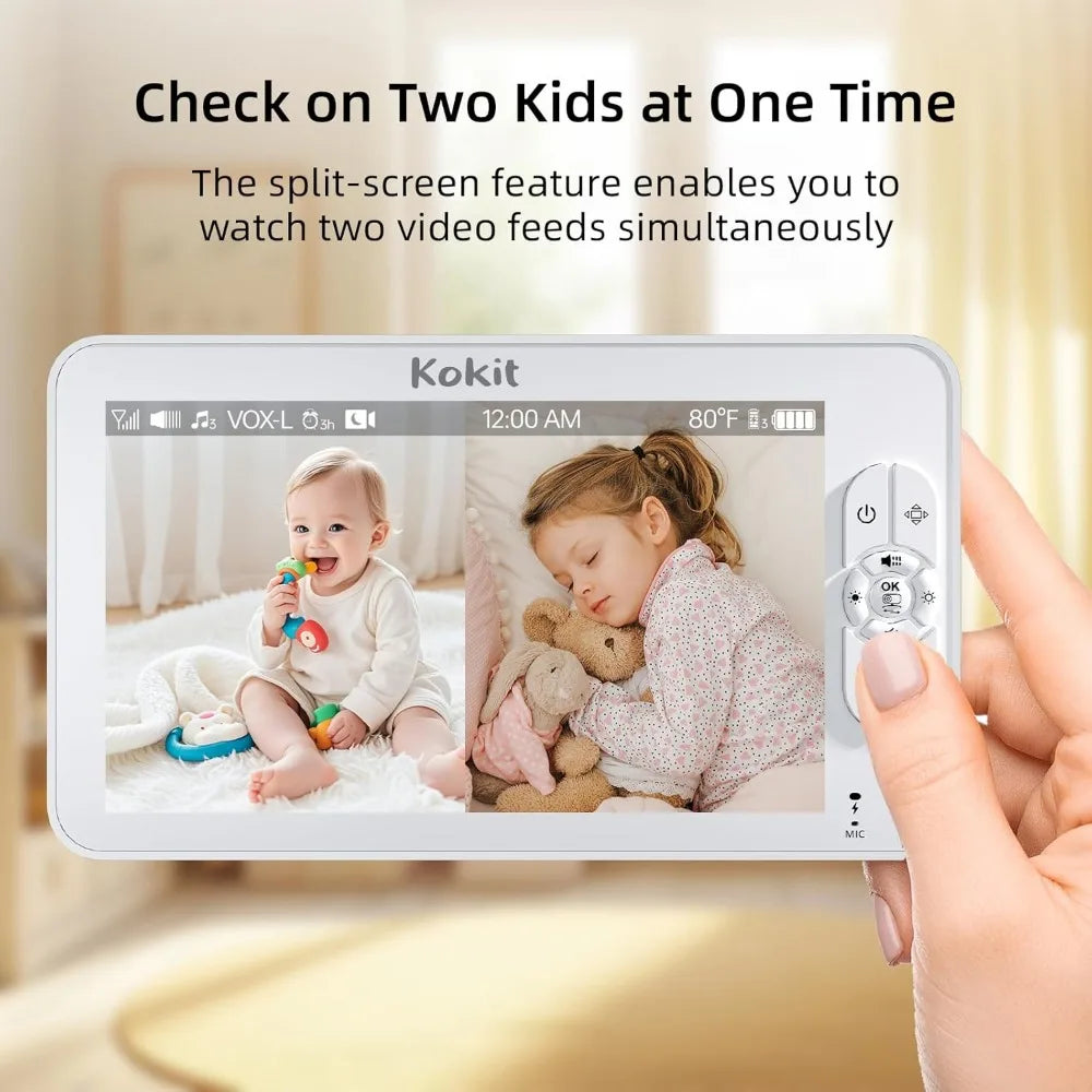 7 Inch 1080P Split Screen Baby Monitor No WiFi 100H Battery
