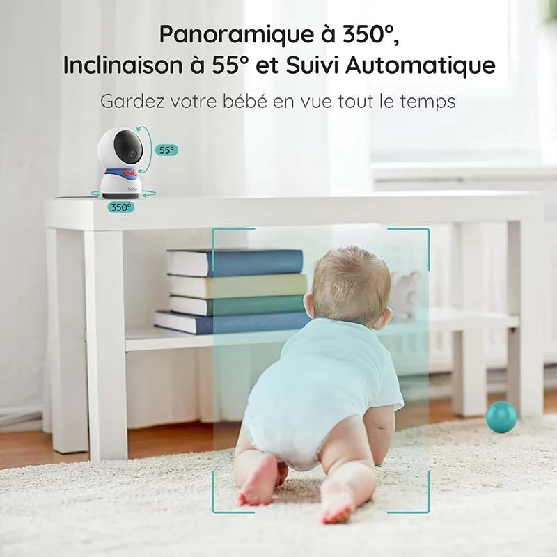 Boifun 1080P 5 Inch Baby Monitor Camera PTZ 355 Degree Motion Tracking Wireless Smartphone Monitor