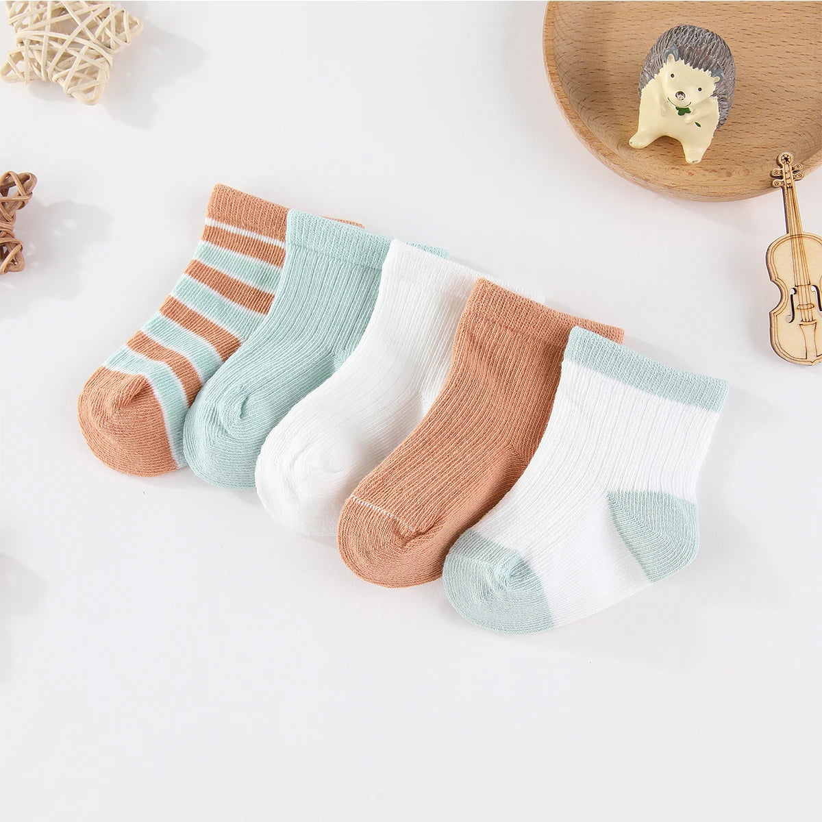 5 Pairs Newborn Baby Socks Cotton Soft Breathable 0 To 12M