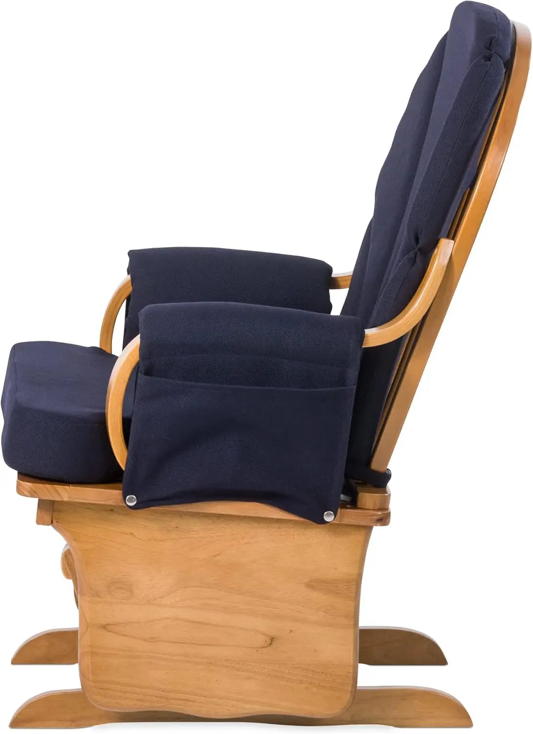 Lullaby Wood Base Glider Rocker Baby Feeding Rocking Chair for Nursery and Daycare Use with Padded Foam Rests