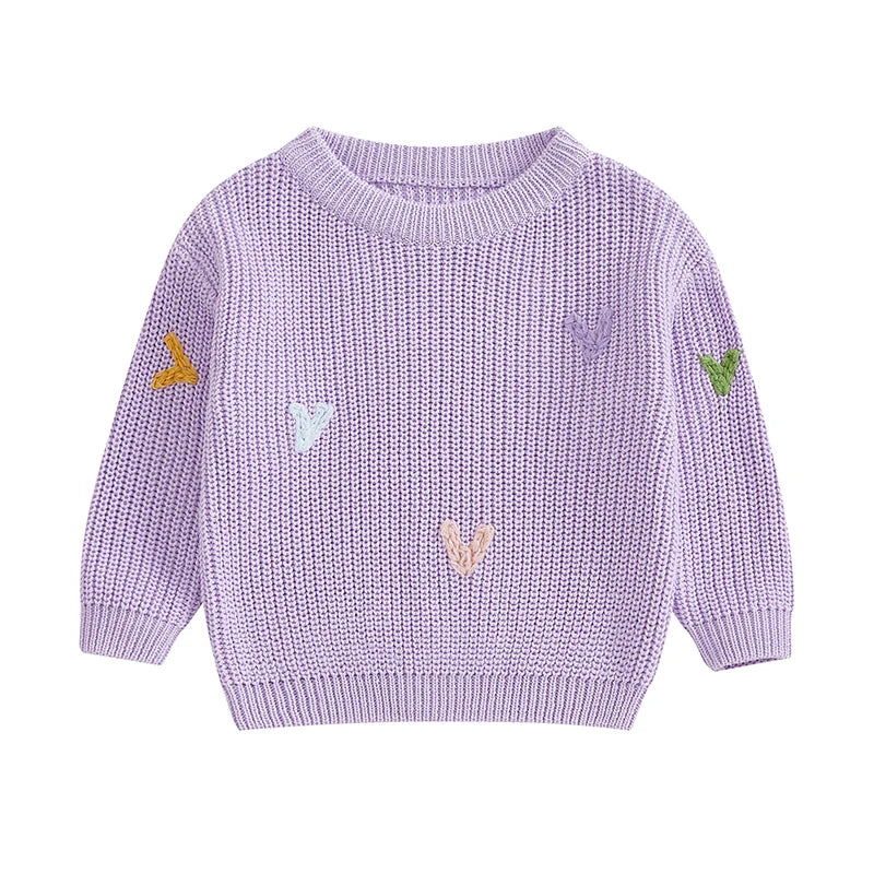 Valentines Day Heart Pattern Knitted Sweater For Kids