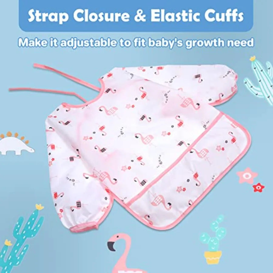 Lictin Long Sleeve Reusable Infant Bibs 5 Pack For Feeding
