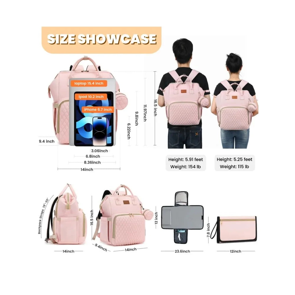 Diaper Bag Backpack With Changing Pad Pacifier Case