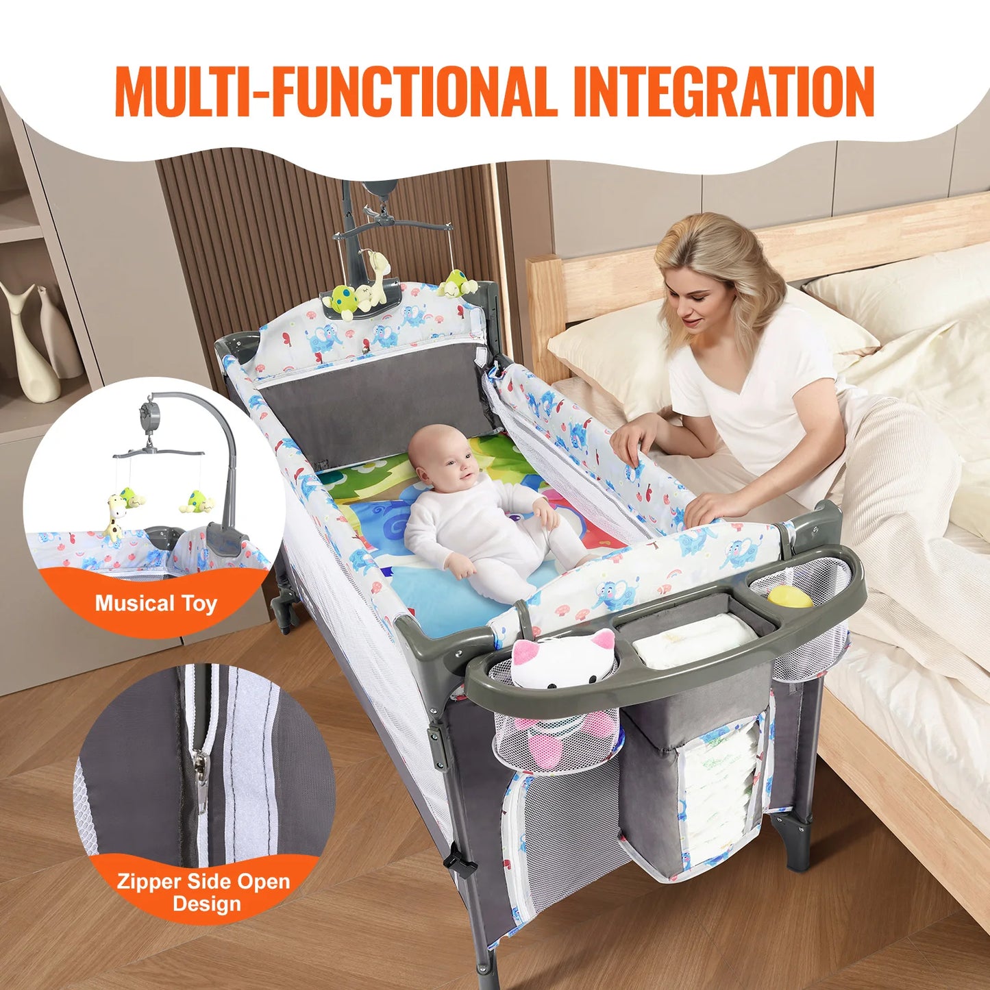 SucceBuy Baby Bassinet Bedside Sleeper With Storage Basket
