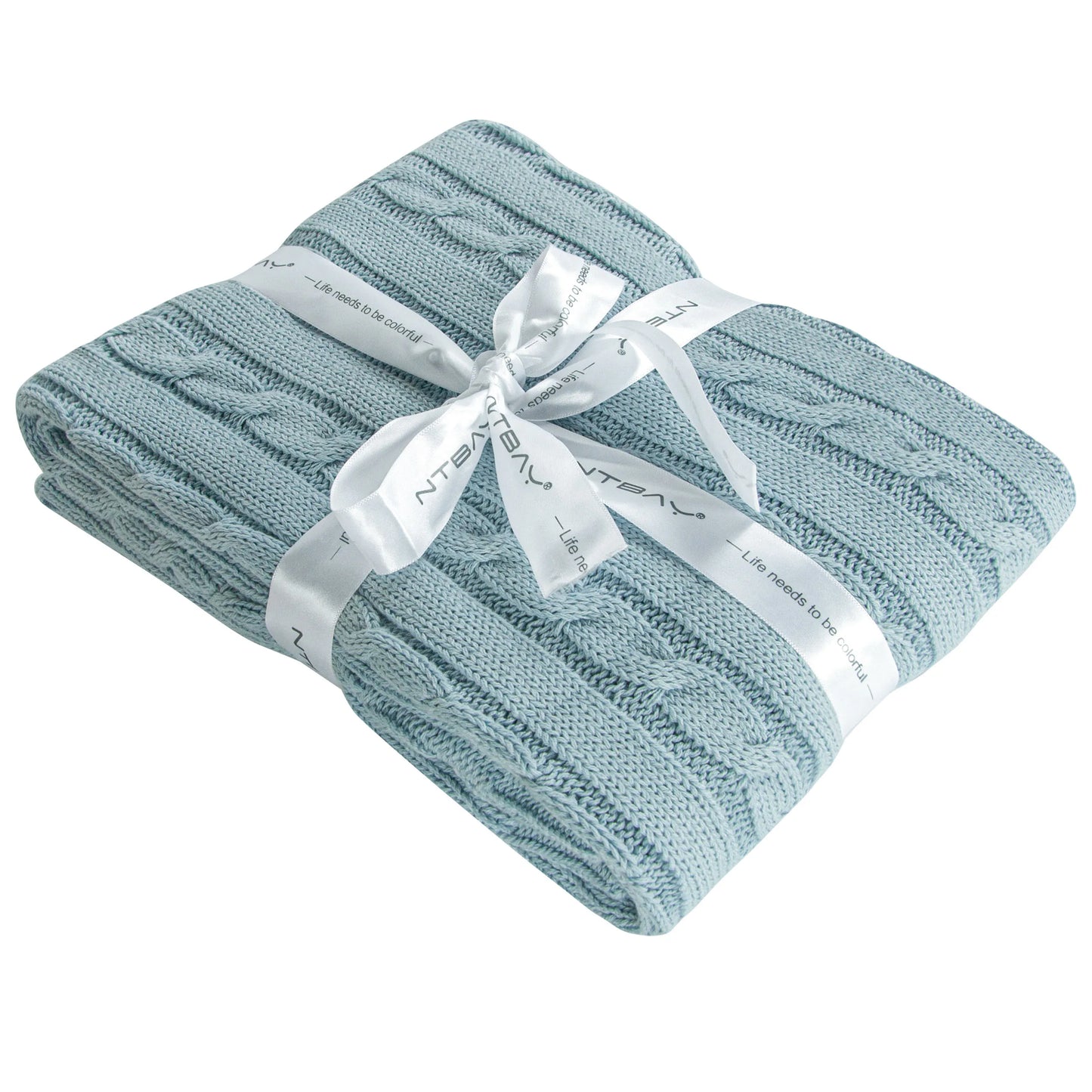 Ntbay 100 Percent Cotton Cable Knit Toddler Blanket Crib