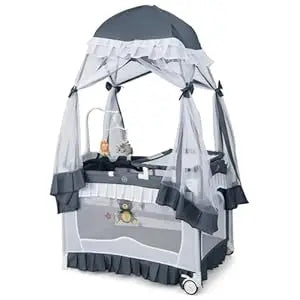 Portable 4 In 1 Playpen With Canopy And Bassinet Toys Music