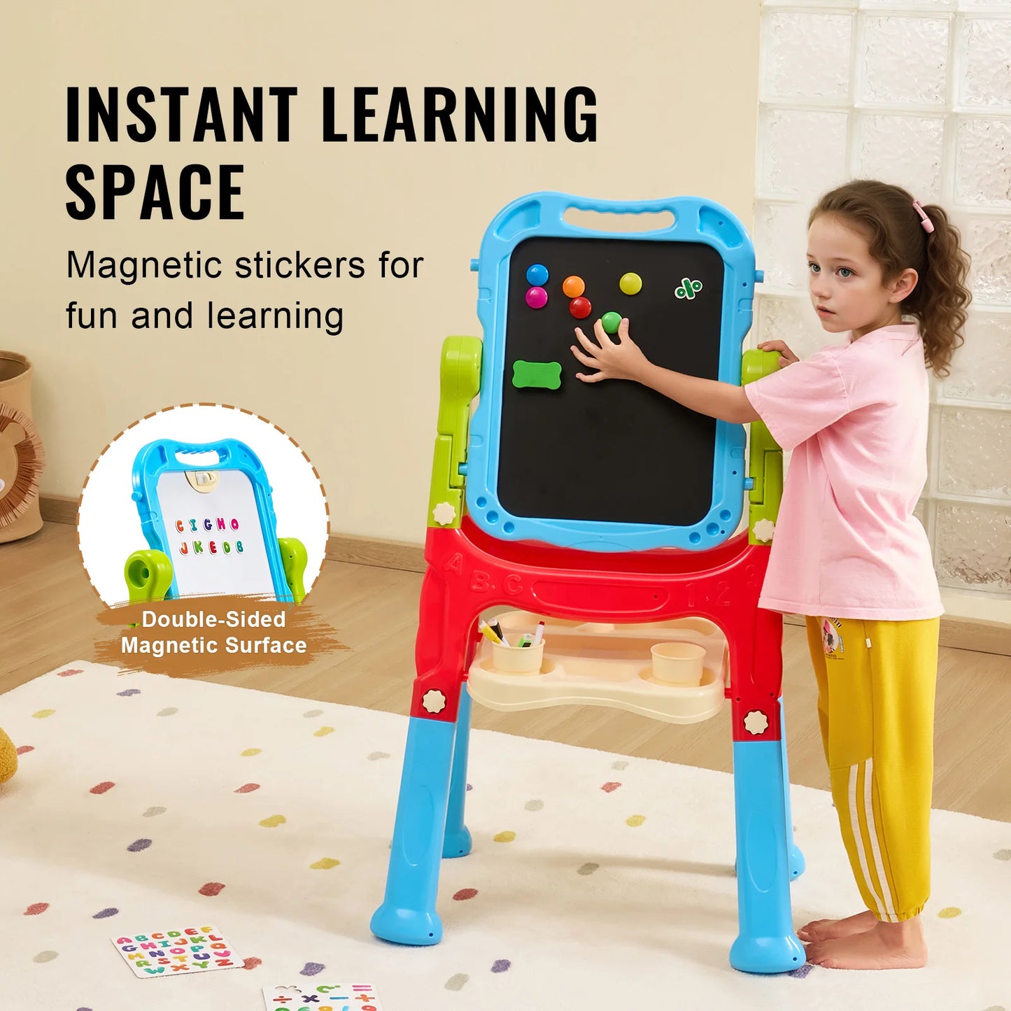 VEVOR Children Magnetic Drawing Board Painting Art Easel with Chalkboard Wordpad Baby Color Graffiti Drawing Toys Gift for Kids