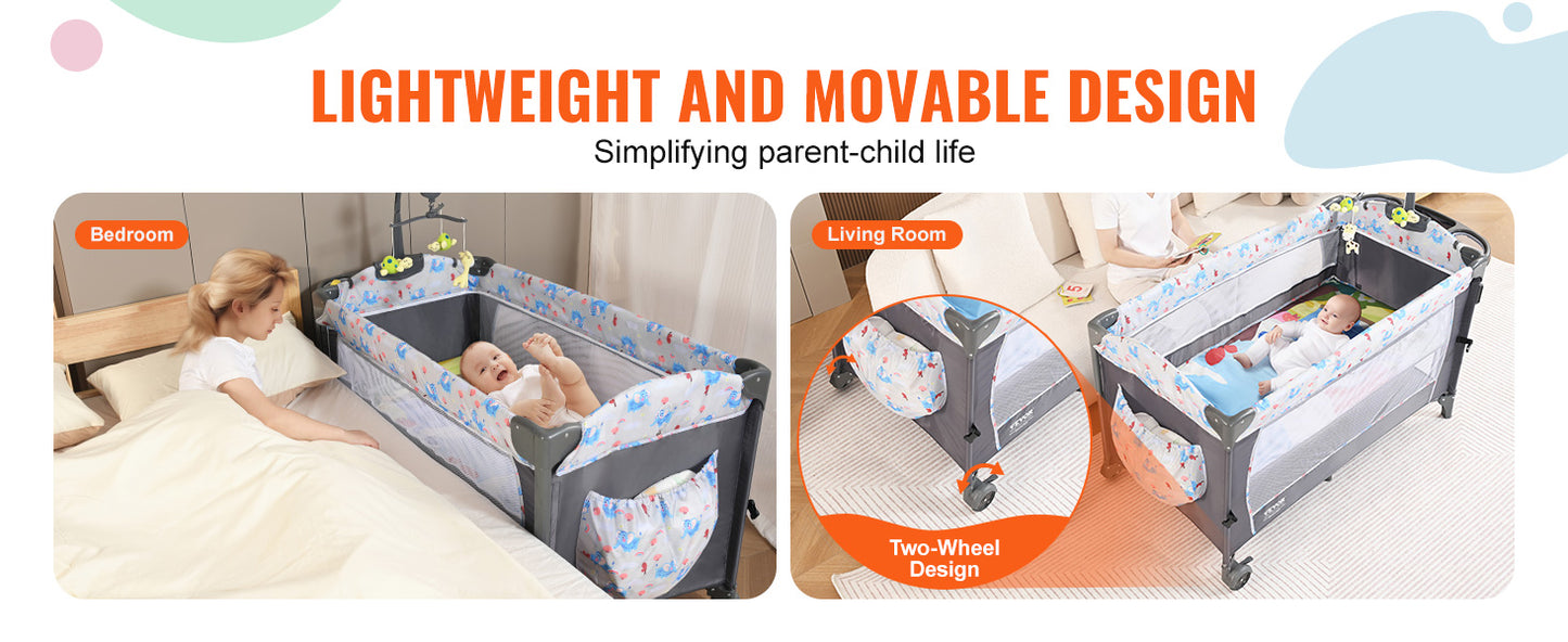 SucceBuy Baby Bassinet Bedside Sleeper With Storage Basket
