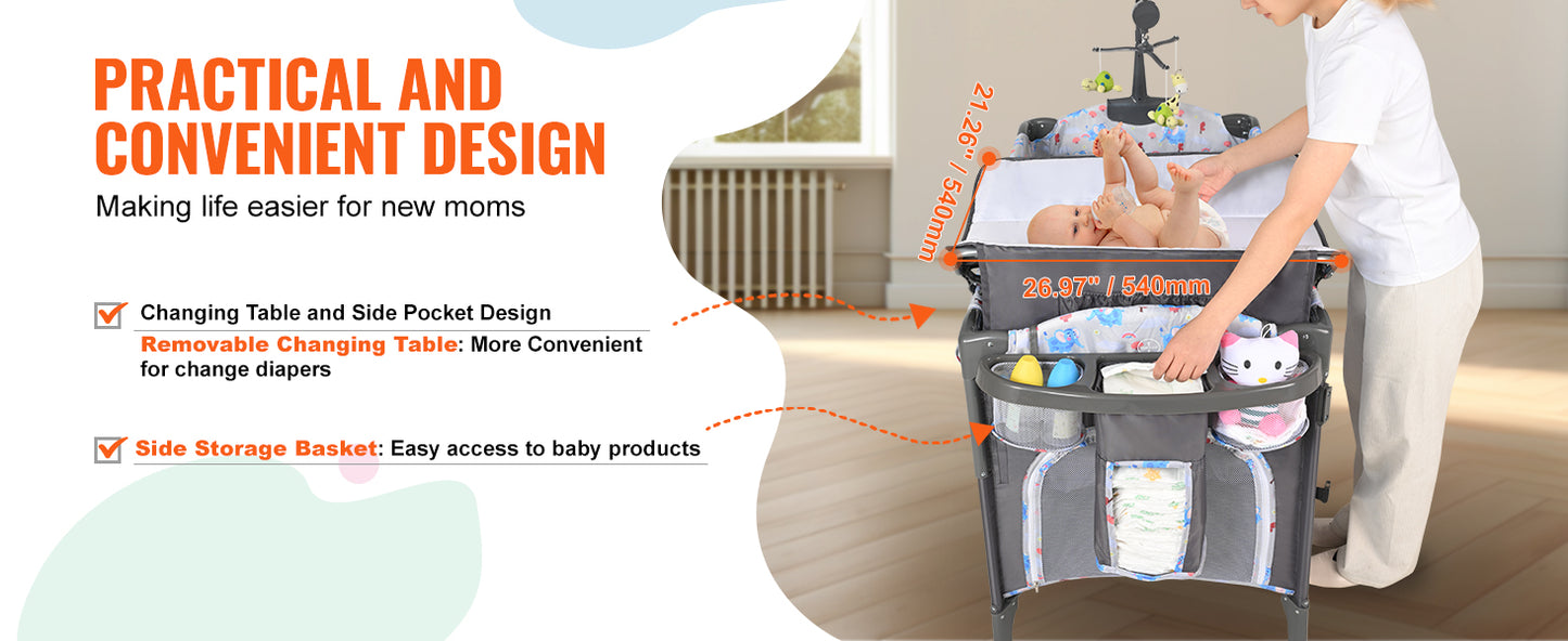 SucceBuy Baby Bassinet Bedside Sleeper With Storage Basket