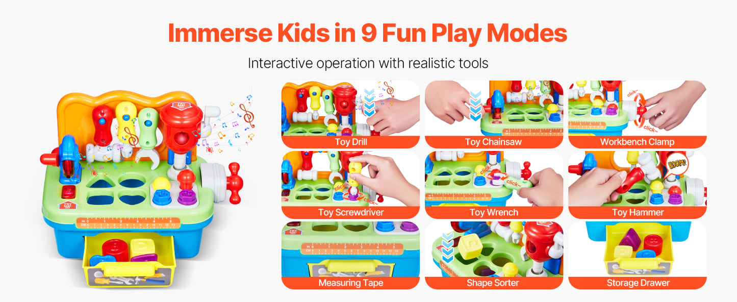 VEVOR Kids Musical Workbench Toy With Lights And Sounds
